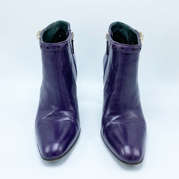 Gucci size 8 / 38 Purple Ankle Booties with Gold Hardware - Picture 4 of 11